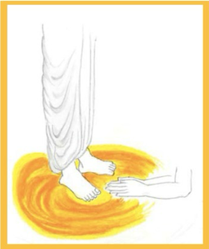 Teacher bestowing blessings as light radiates through the heart